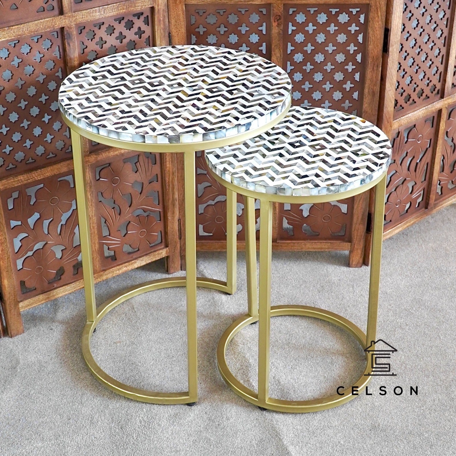 Zane Mother of Pearl Inlay Nesting Tables