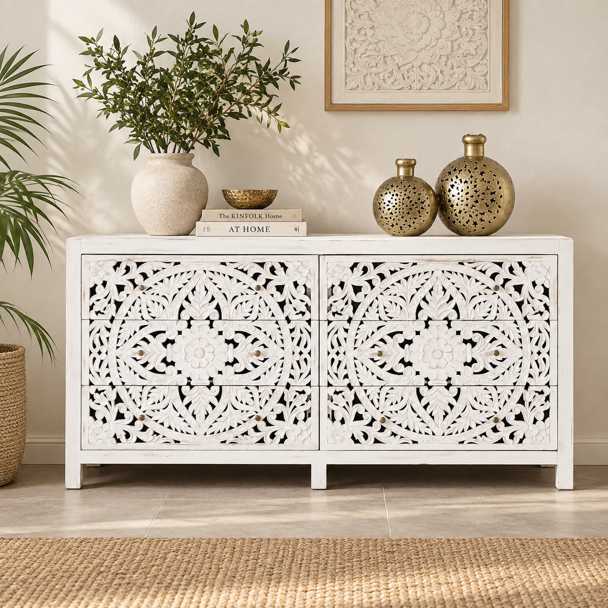 Elyana Carved Wooden Chest of Drawer