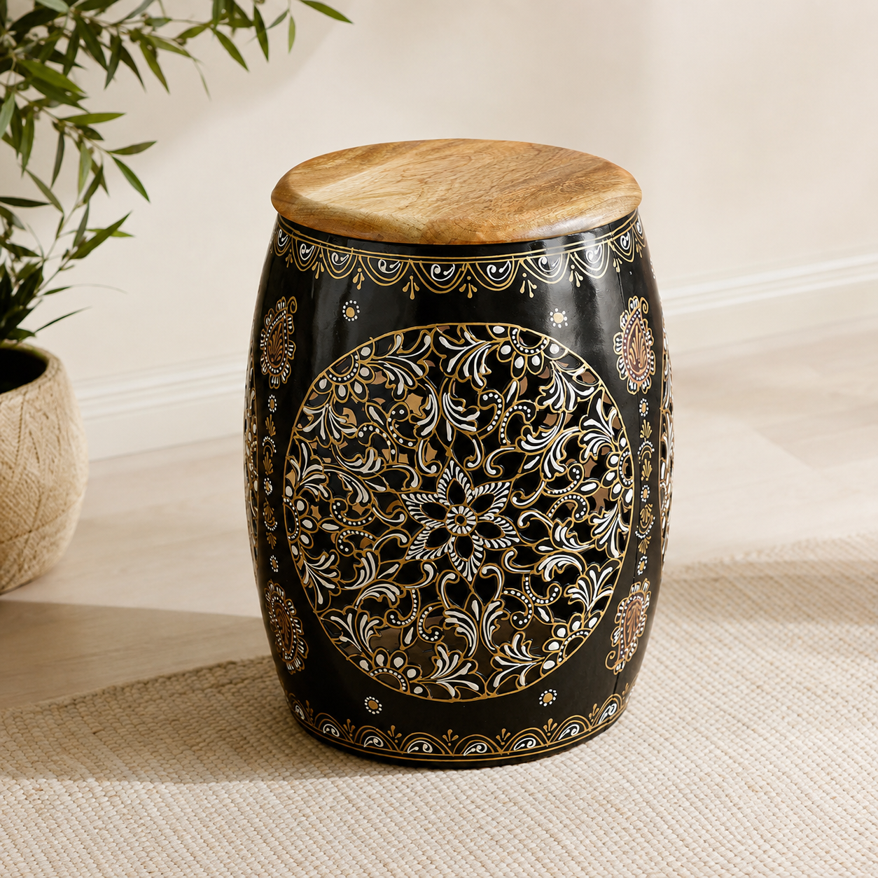 Berna Black Finish Stool