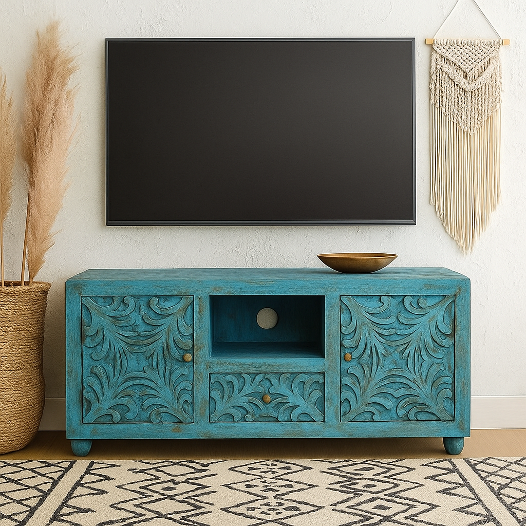 Dutton Wooden Hand Carved TV Cabinet