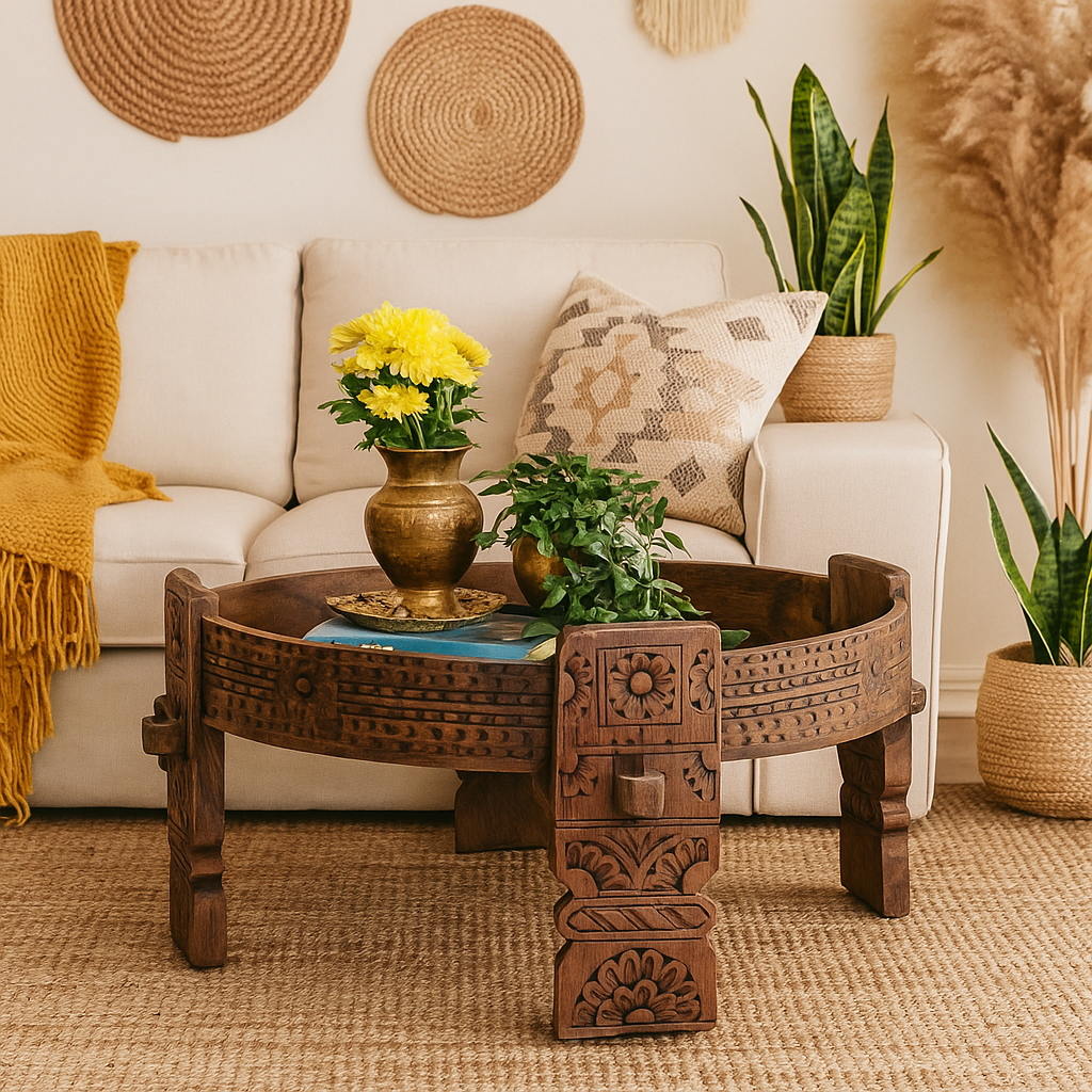 Rima Carved Chakki Coffee Table