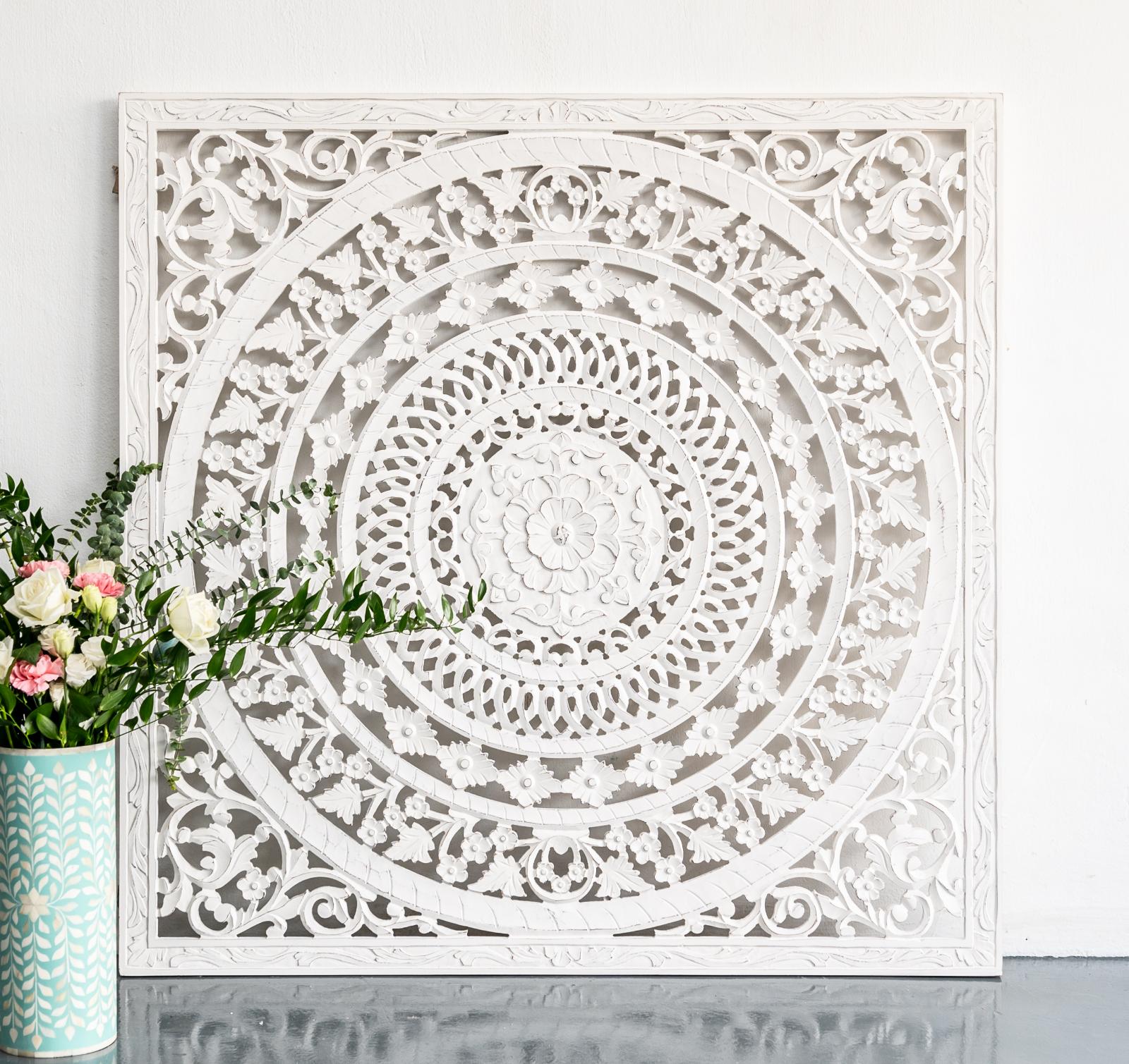 Liza Carved Wall Panel White