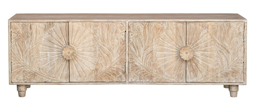 Zia Hand Carved Wooden TV Cabinet