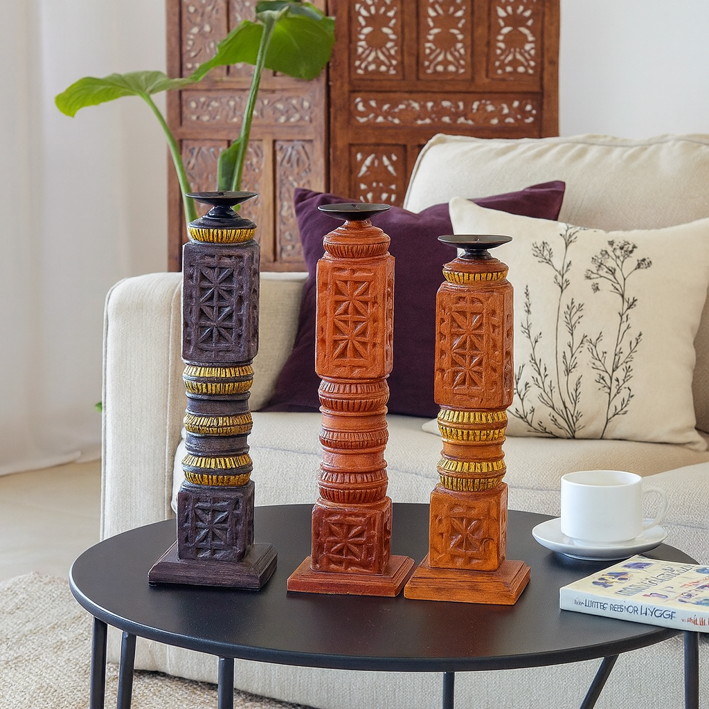 Raghav Wooden Candle Stand
