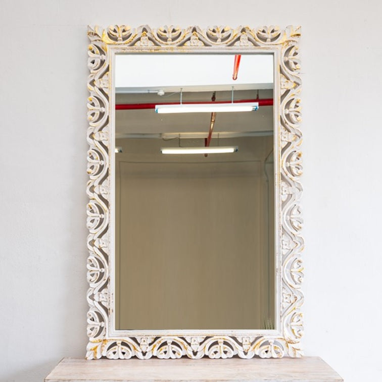 Blaire Hand Carved Wooden Mirror