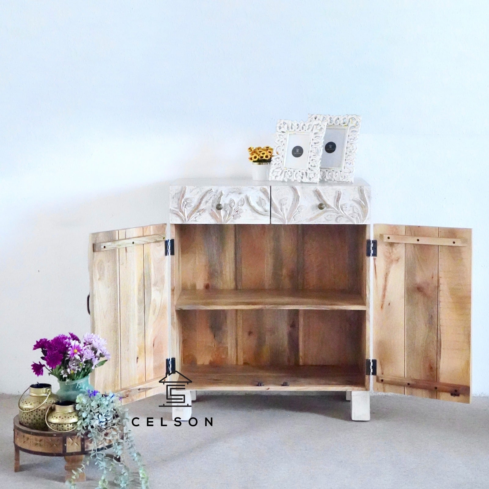 Leo Carved Wooden Cabinet