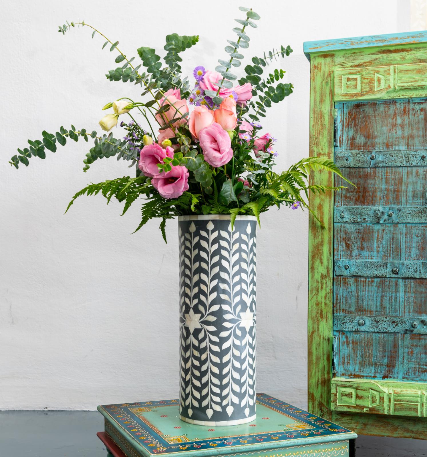 Olin Bone Inlay Flower Vase