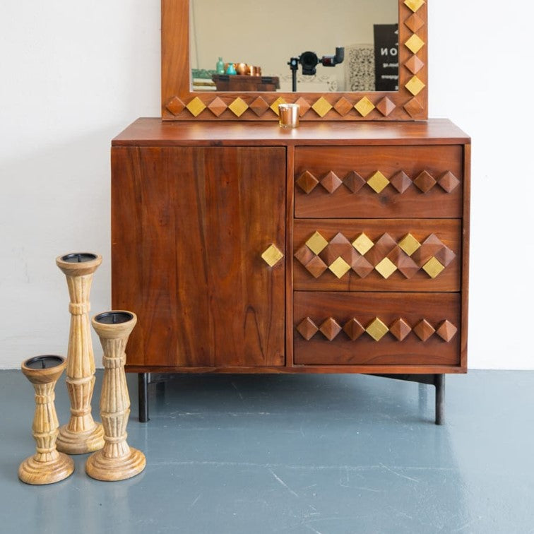 Bush Carved Chest of Drawer with Mirror