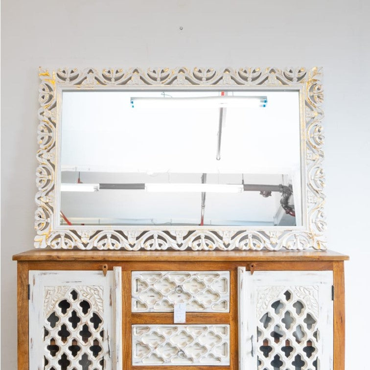 Blaire Hand Carved Wooden Mirror