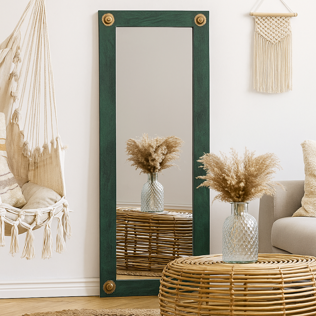 Rina Hand Carved Wooden Mirror