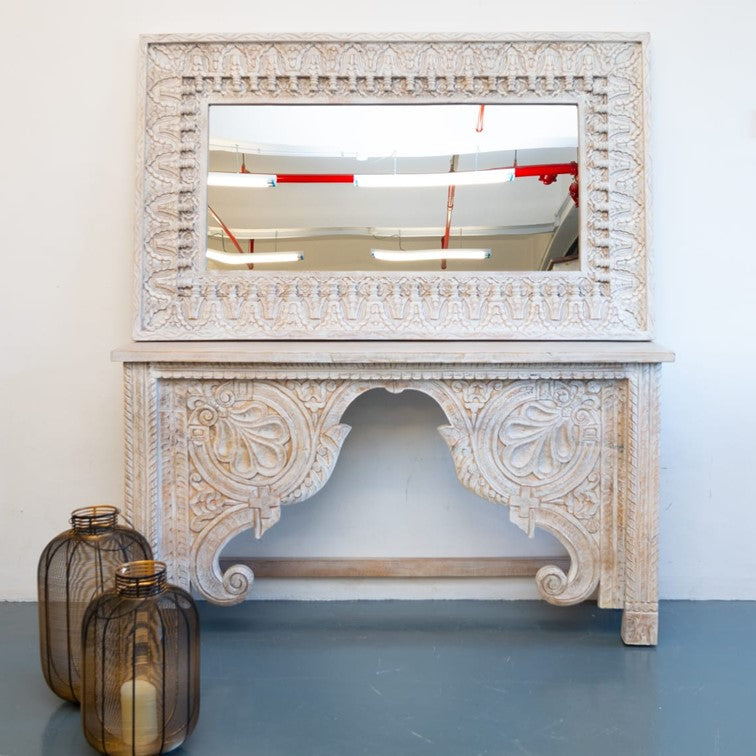 Heidi Hand Carved Wooden Console Table