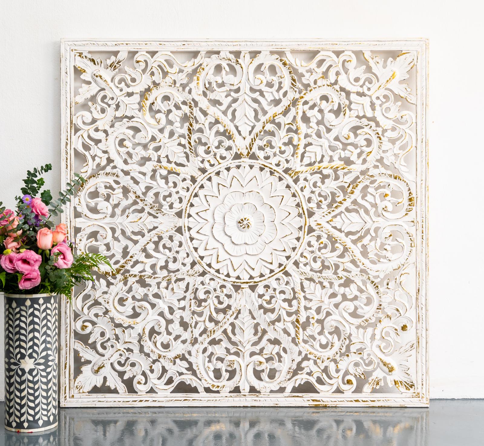 Fink Carved Wall Panel White Gold
