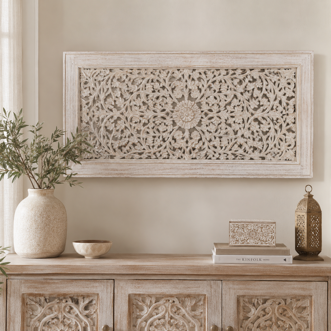 Minu Hand Carved Wall Panel