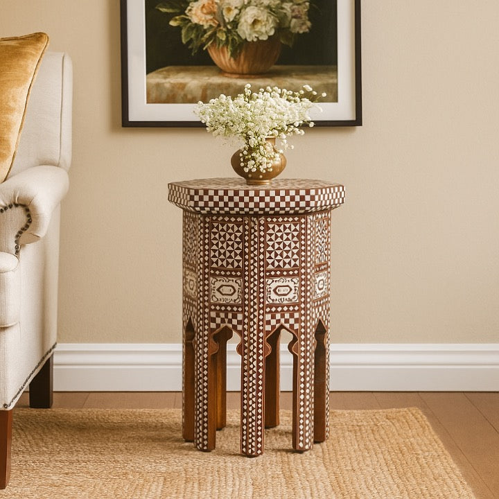 Reham Mother of Pearl Inlay Side Table
