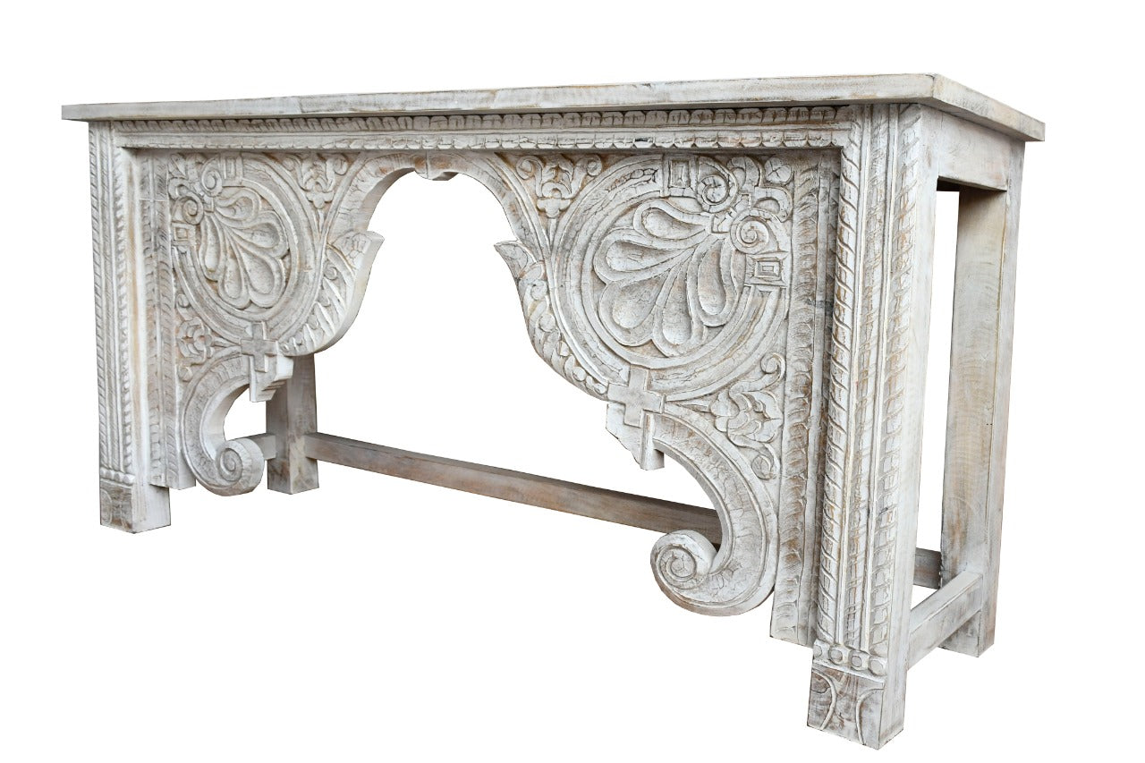 Heidi Hand Carved Wooden Console Table