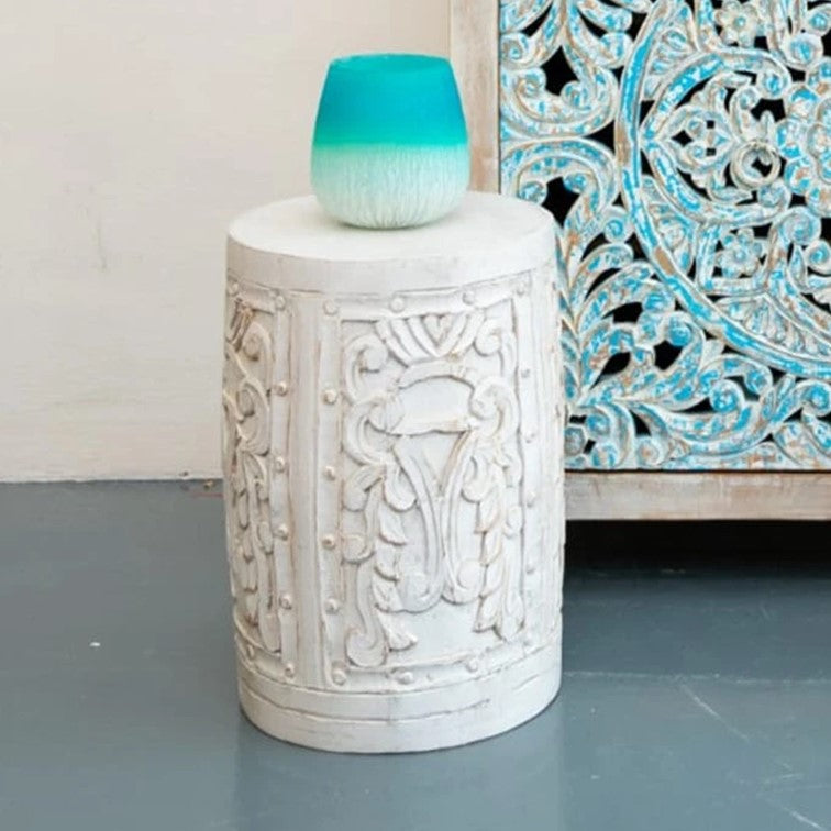 Palmer Hand Carved Wooden Stool