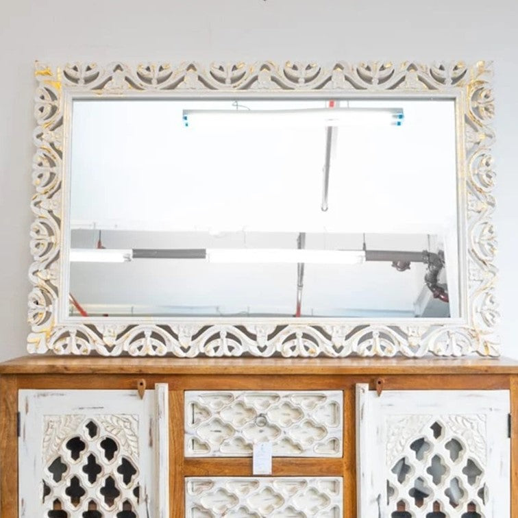 Blaire Hand Carved Wooden Mirror