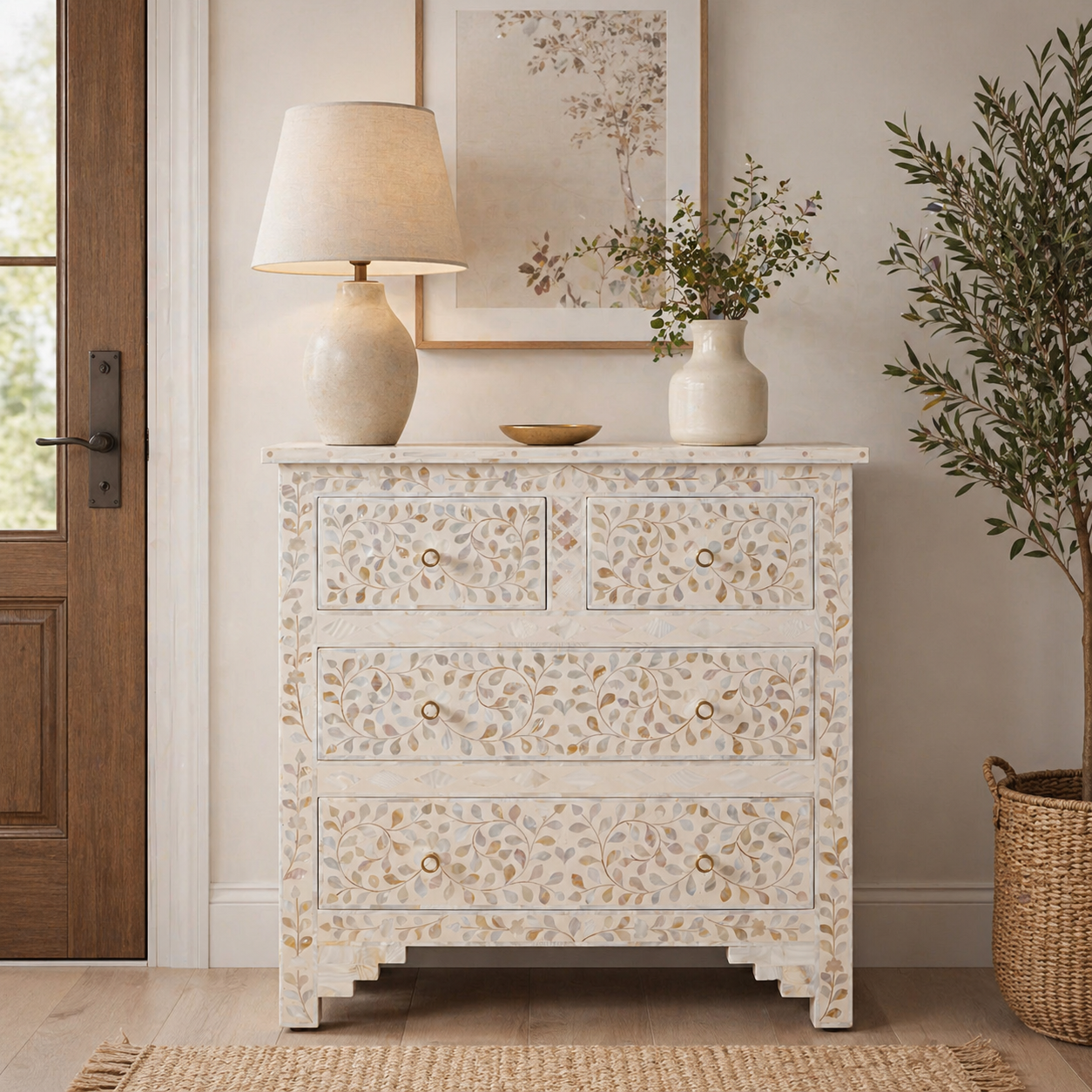 Leo Mother of Pearl Inlay Chest of Drawer