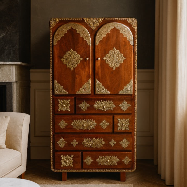 Henry Hand Carved Wooden Almirah