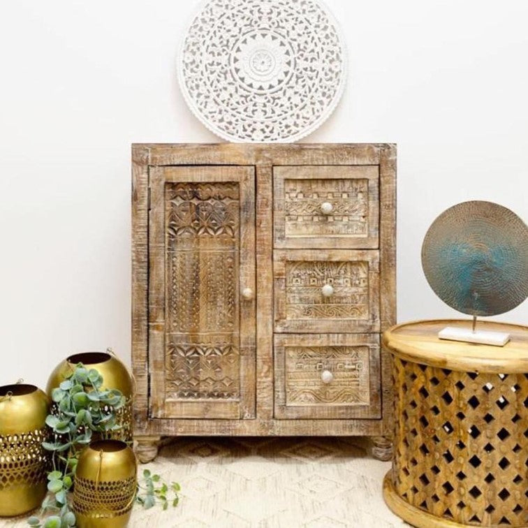 Luka Wooden Carved Chest