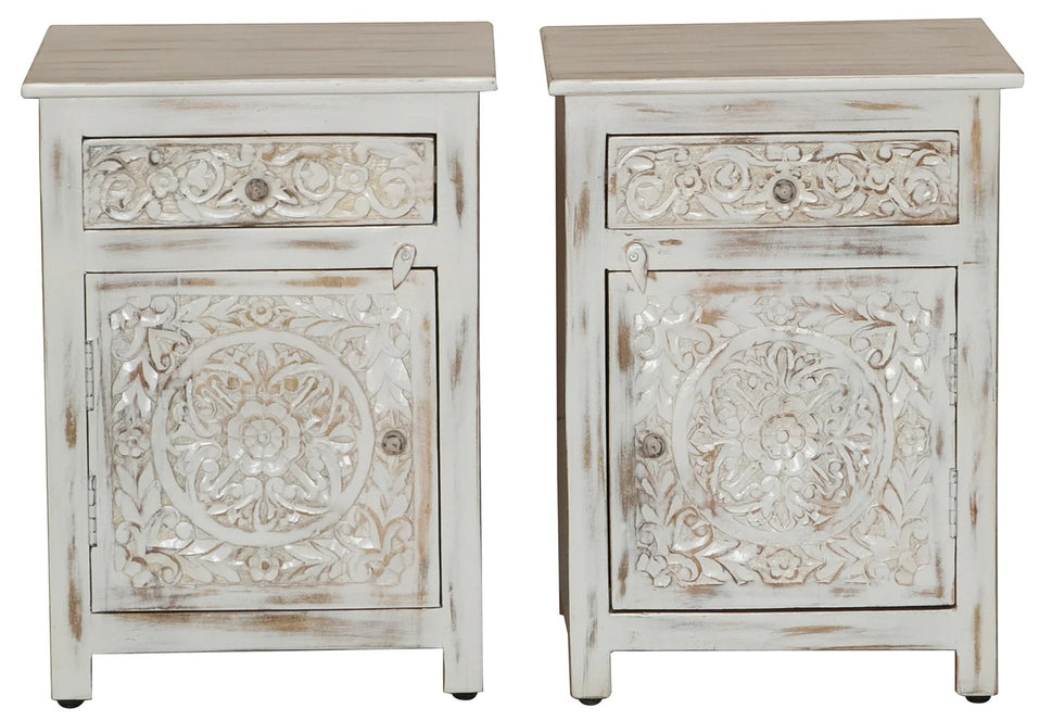 Sofia Hand Carved Bedside Table