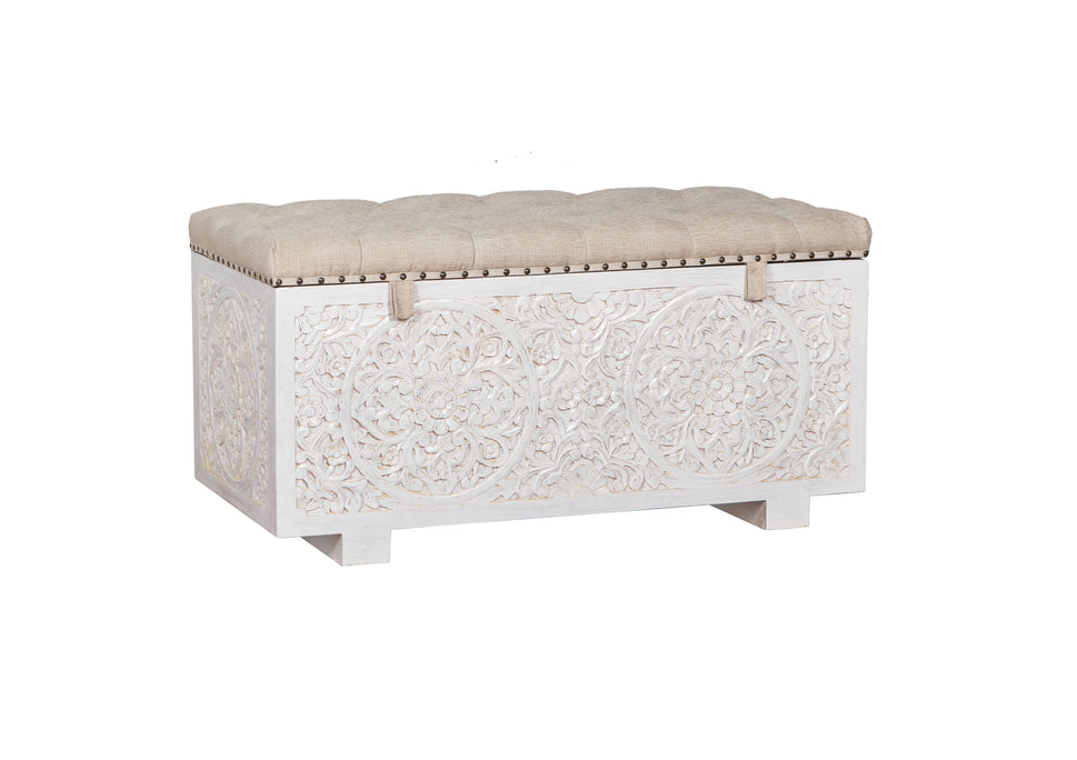 Jaden Wooded Carved Storage Trunk