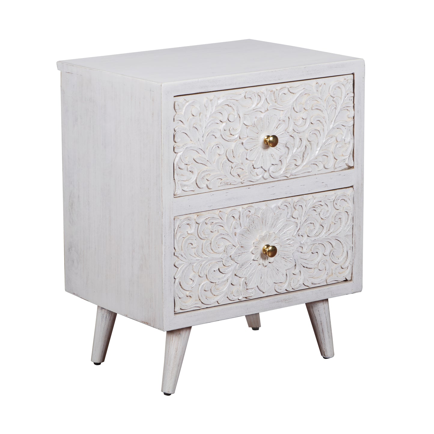 Noel Hand Carved Wooden Bedside