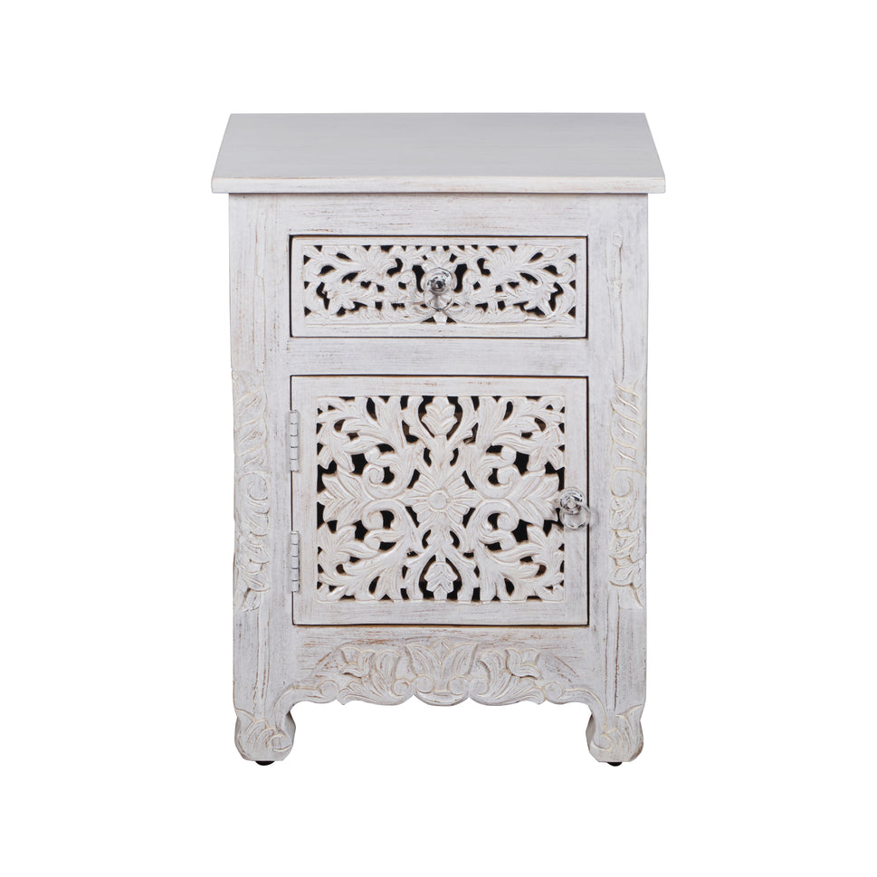 Deena Hand Carved Wooden Bedside