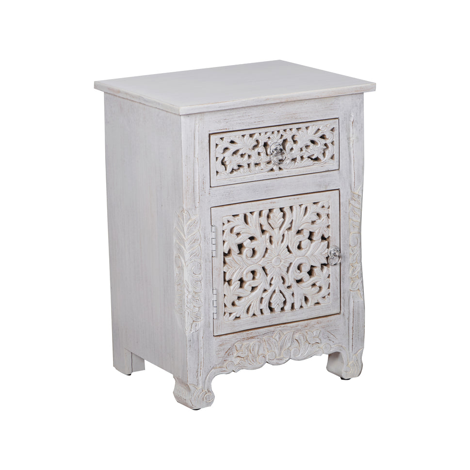 Deena Hand Carved Wooden Bedside