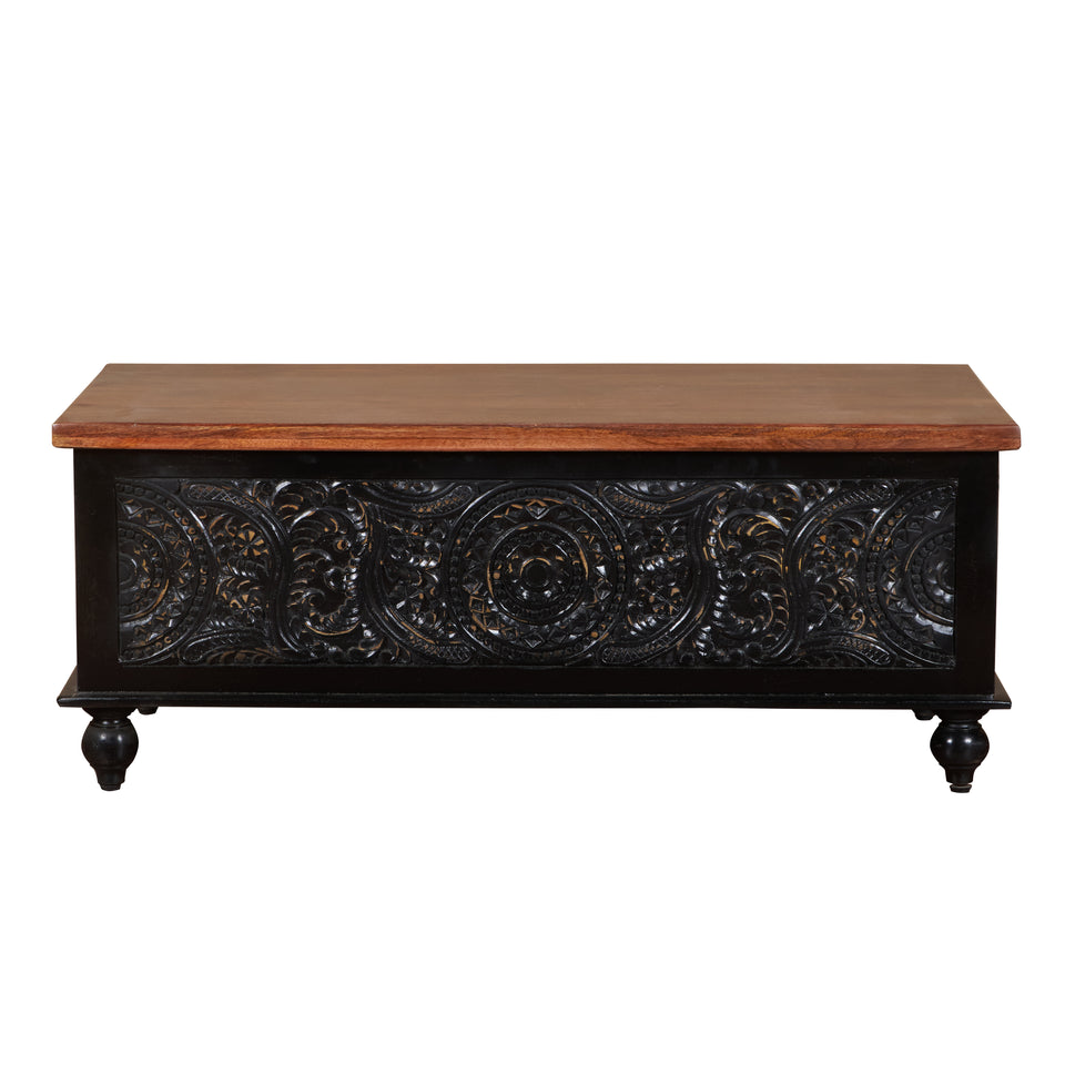 Becca Carved Wooden Storage Trunk