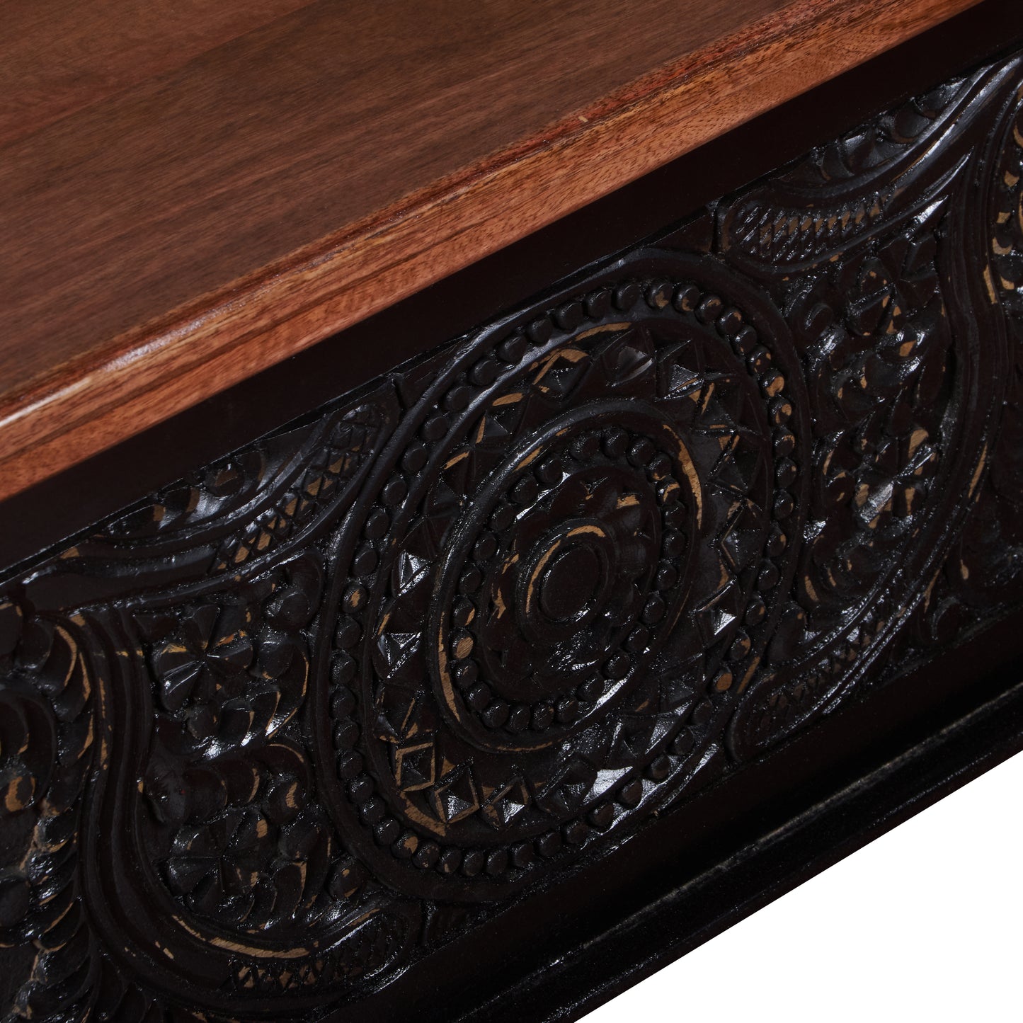 Becca Carved Wooden Storage Trunk