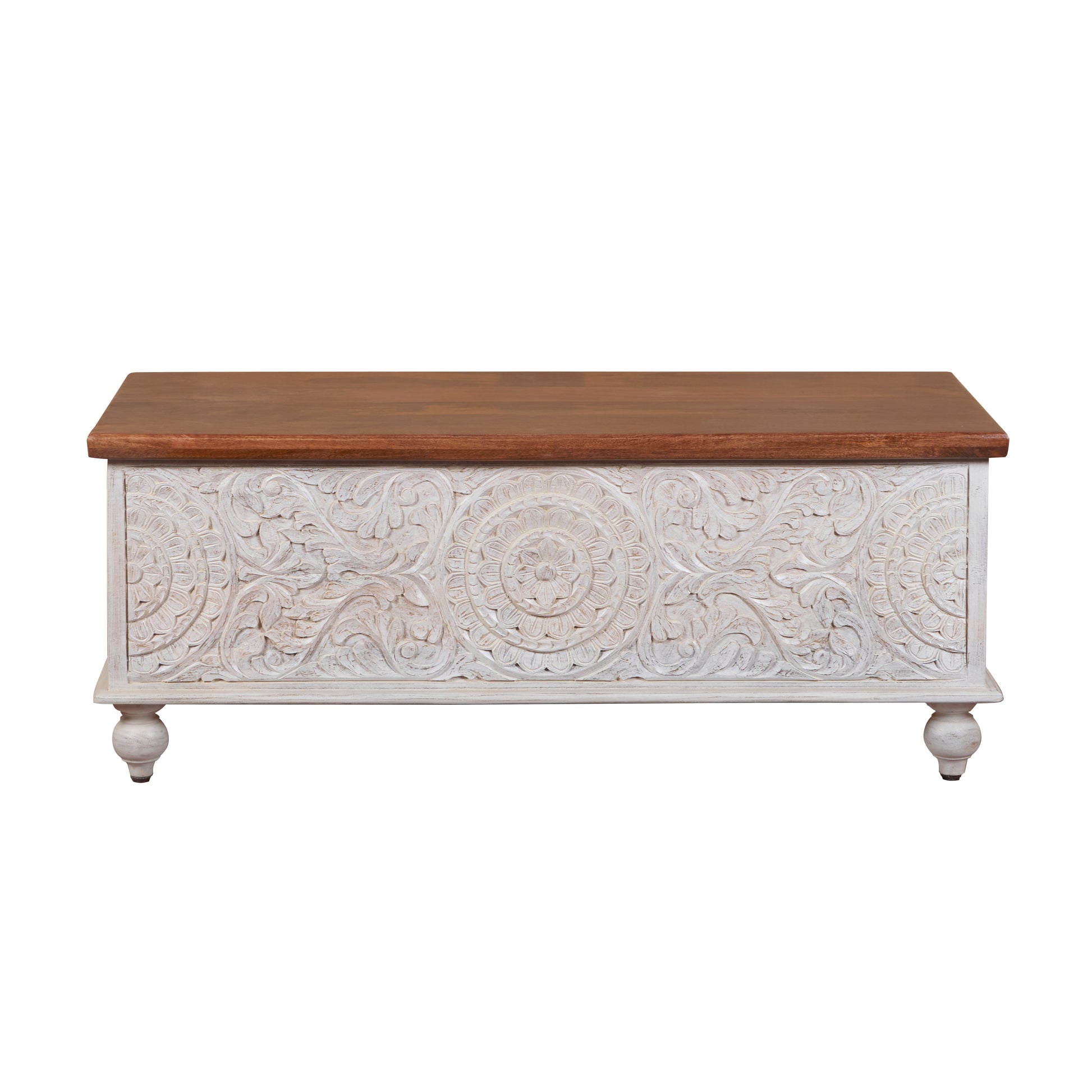 Jenny Carved Wooden Storage Trunk