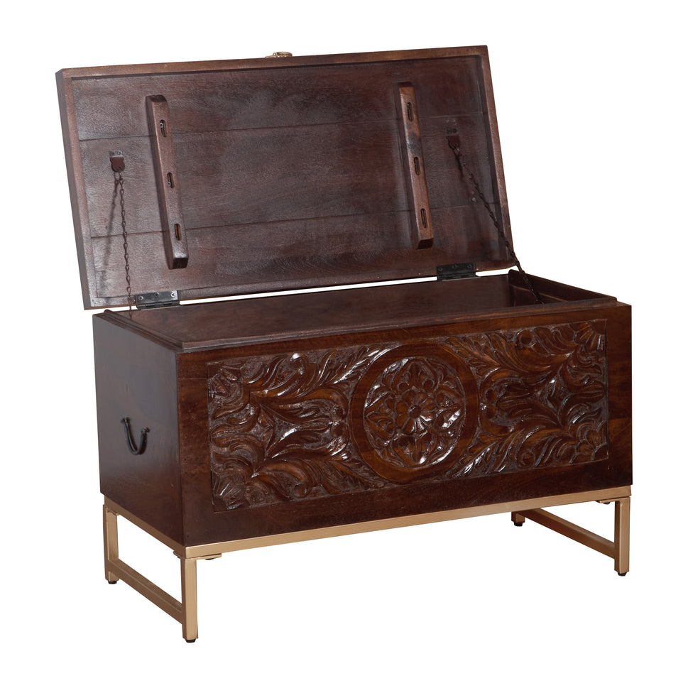 Rian Carved Storage Trunk