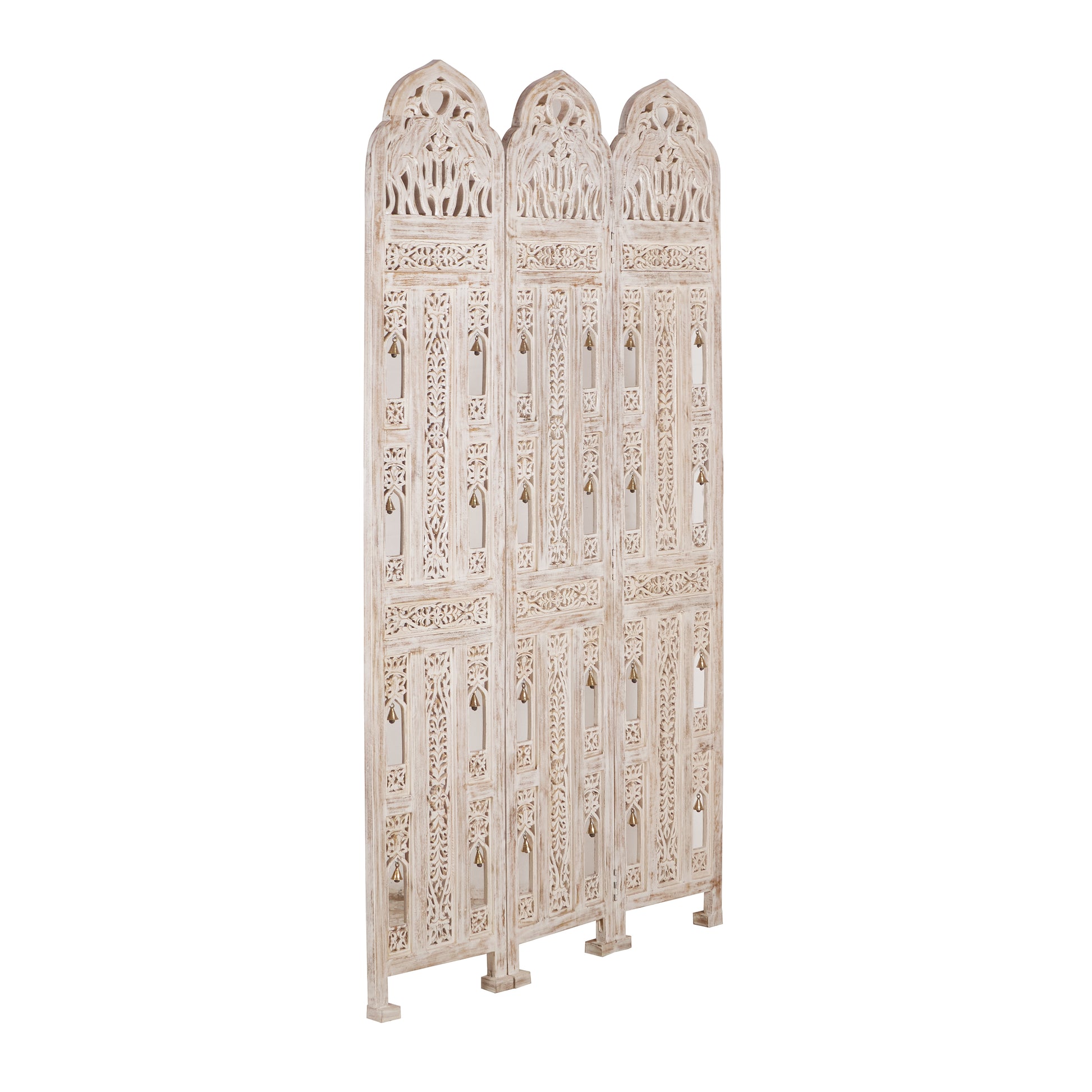 Akira Hand Carved Room Divider with Brass bells
