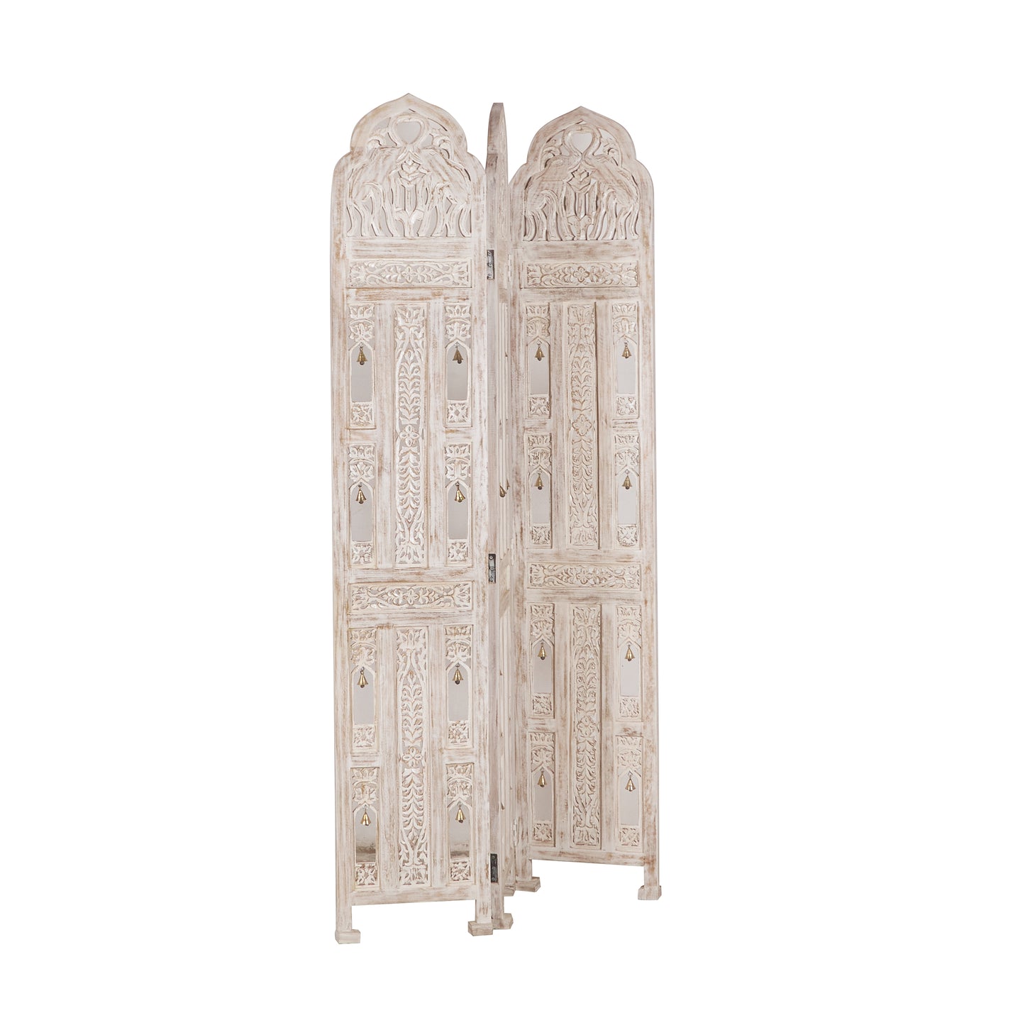 Akira Hand Carved Room Divider with Brass bells