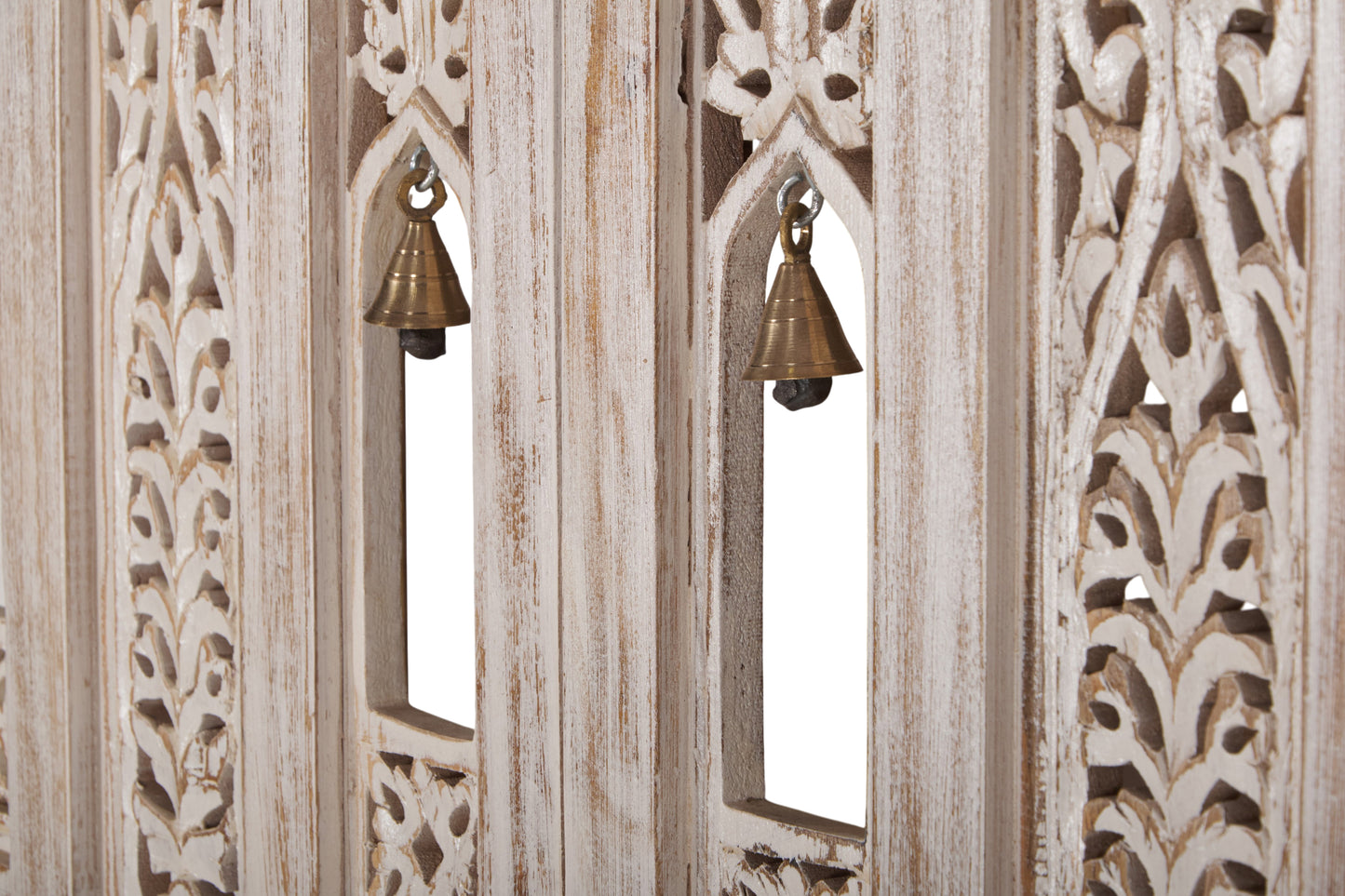 Akira Hand Carved Room Divider with Brass bells