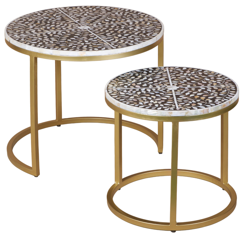 Liam Mother of Pearl Inlay  Nesting Table