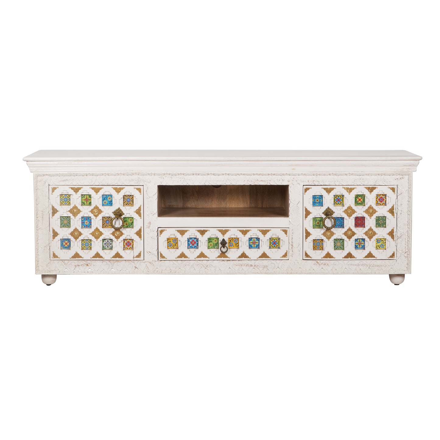 Delphine Hand Carved Tile TV Cabinet