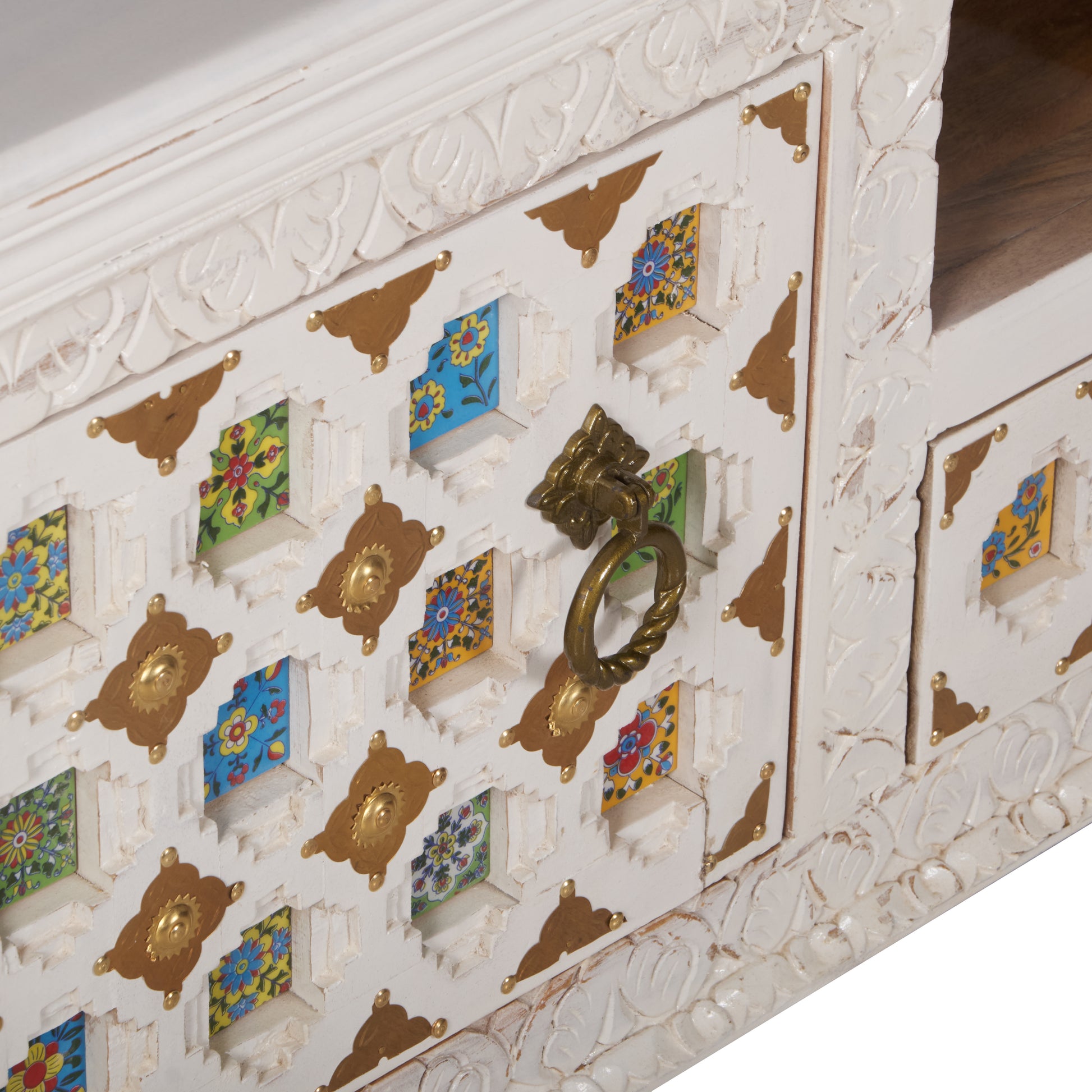 Delphine Hand Carved Tile TV Cabinet