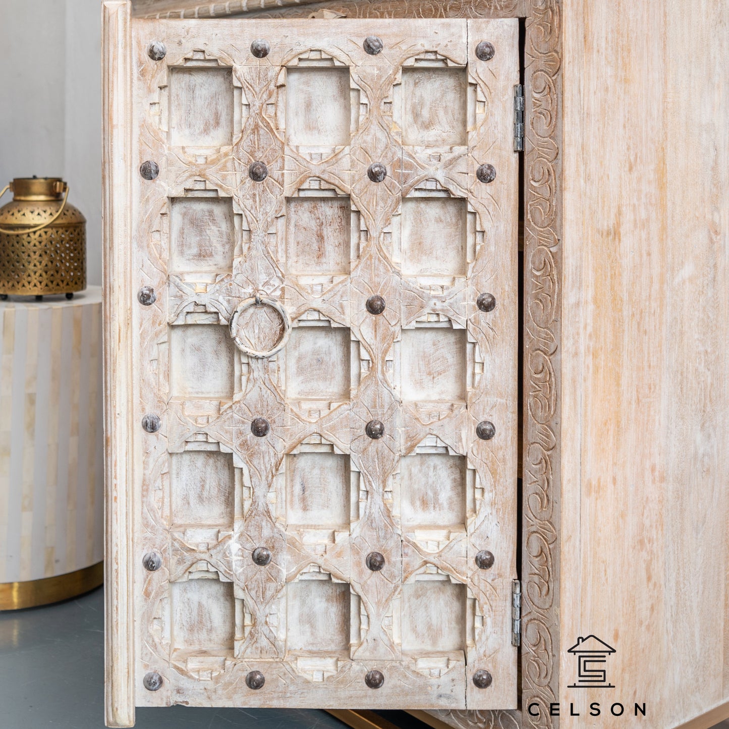 Emma Carved Wooden Cabinet