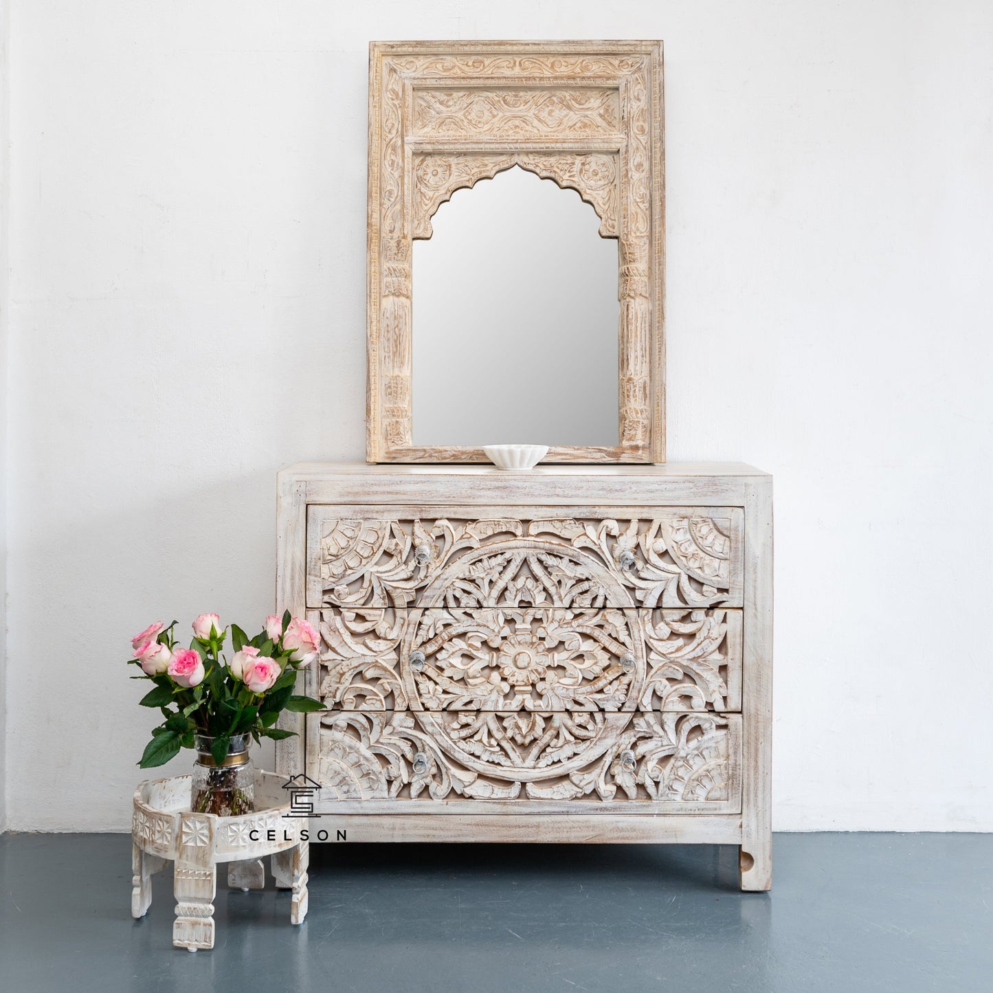 Kate Carved Wooden Chest of Drawer