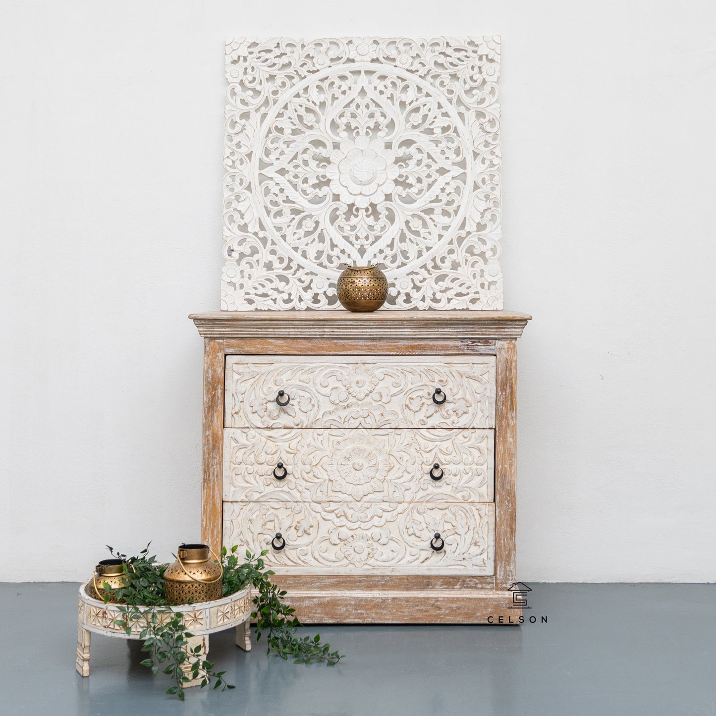 Rashita Wooden Carved Chest of drawer