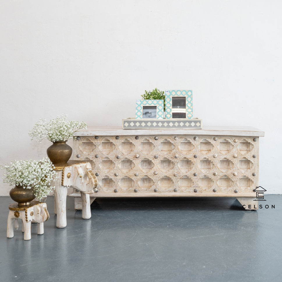 Bella Wooden Carved Storage Trunk
