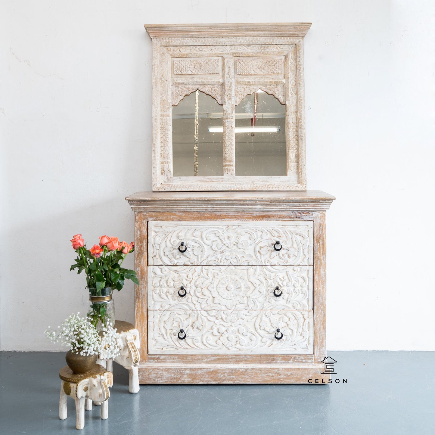 Rashita Wooden Carved Chest of drawer