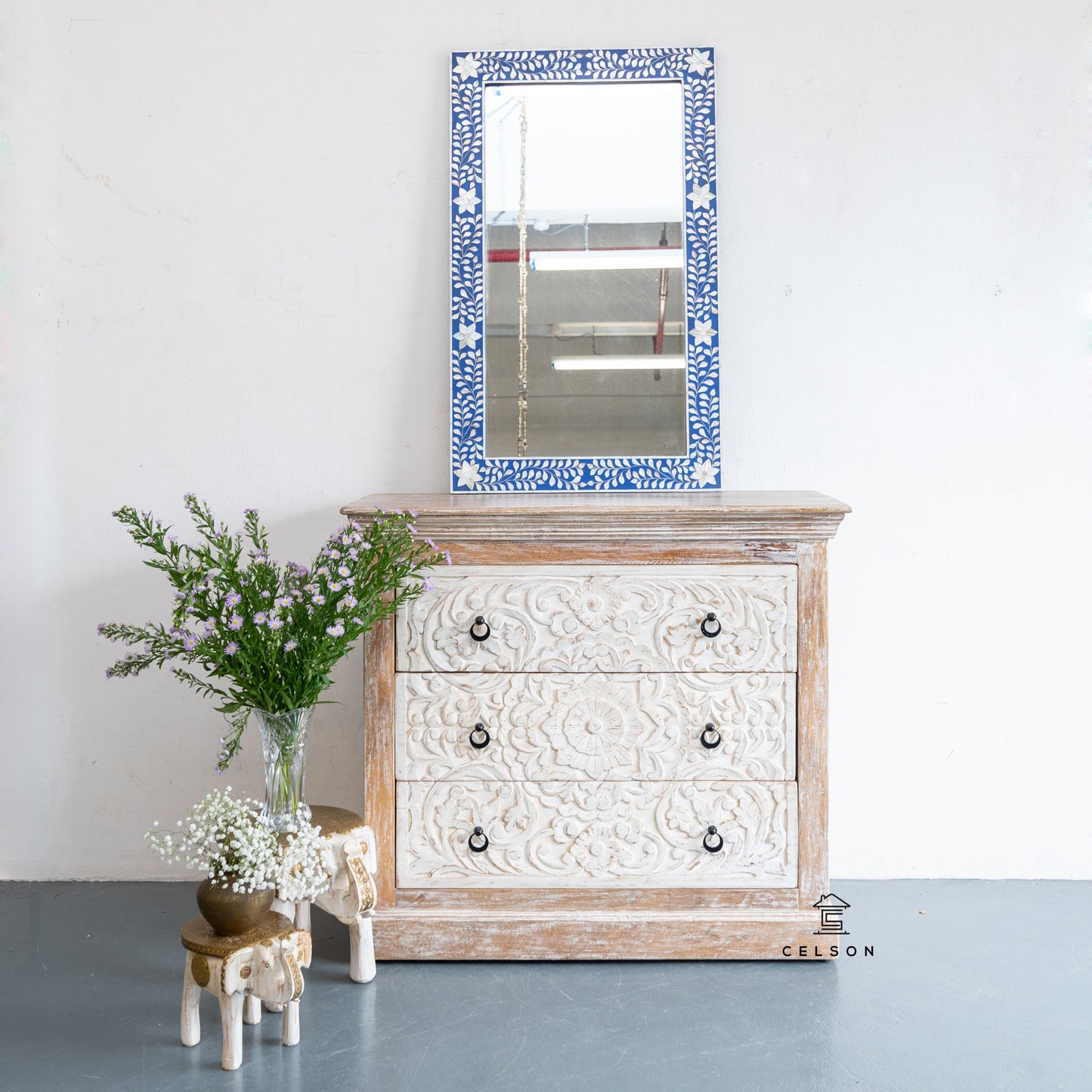 Rashita Wooden Carved Chest of drawer