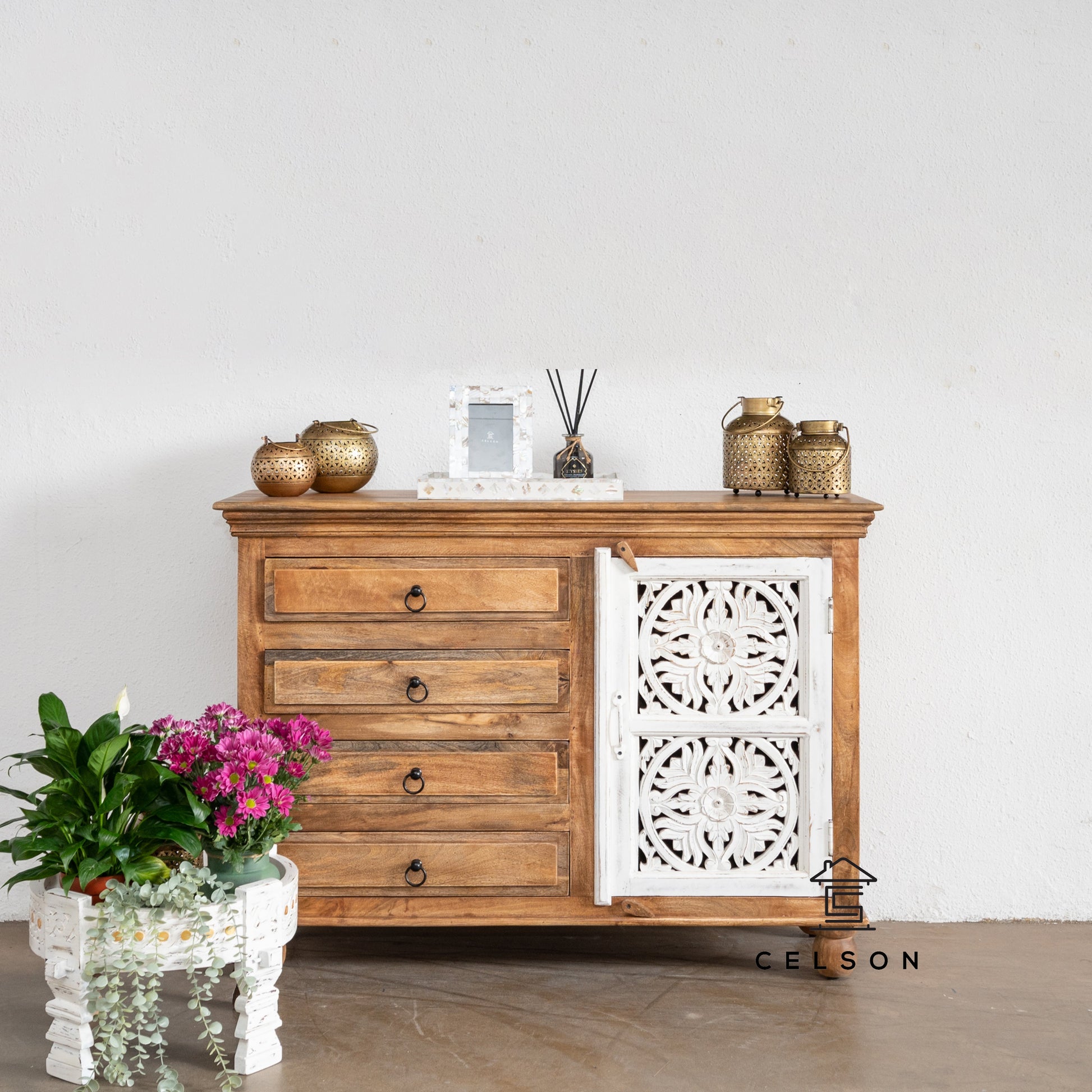 Sarah Carved Wooden Cabinet