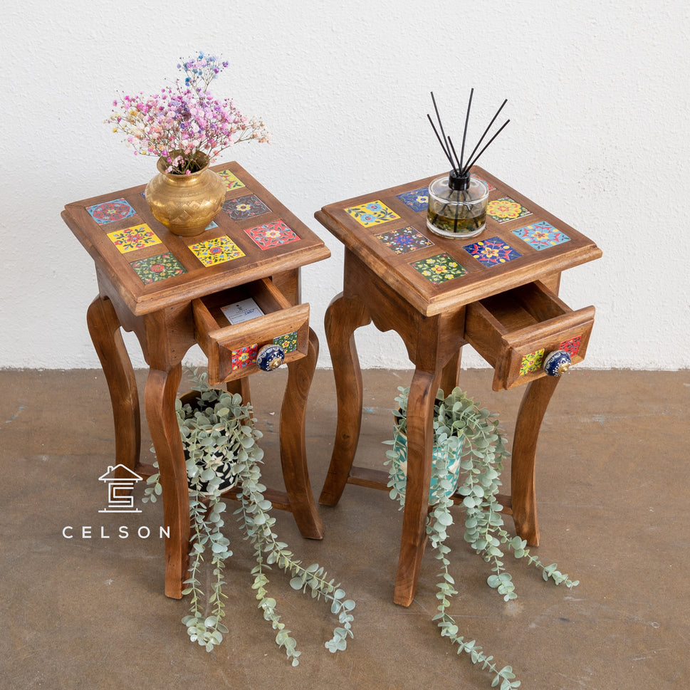 Shivi Multi Color Tile Side Tables