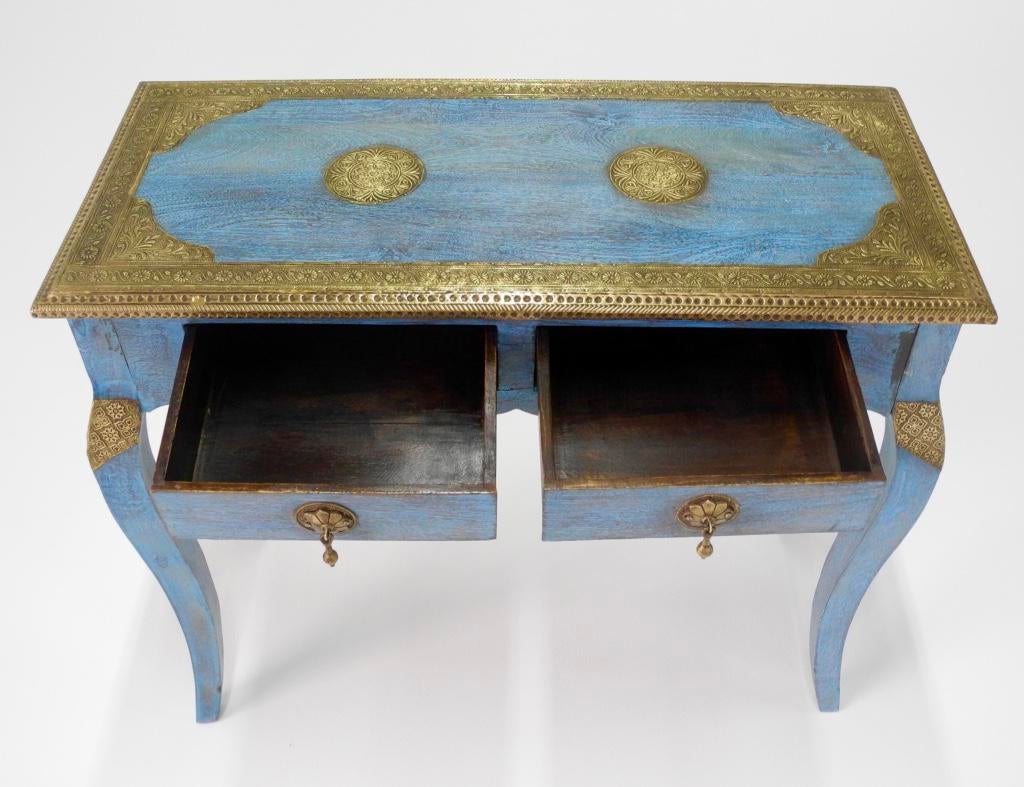 Nathan Wood Brass Inlaid Console Table