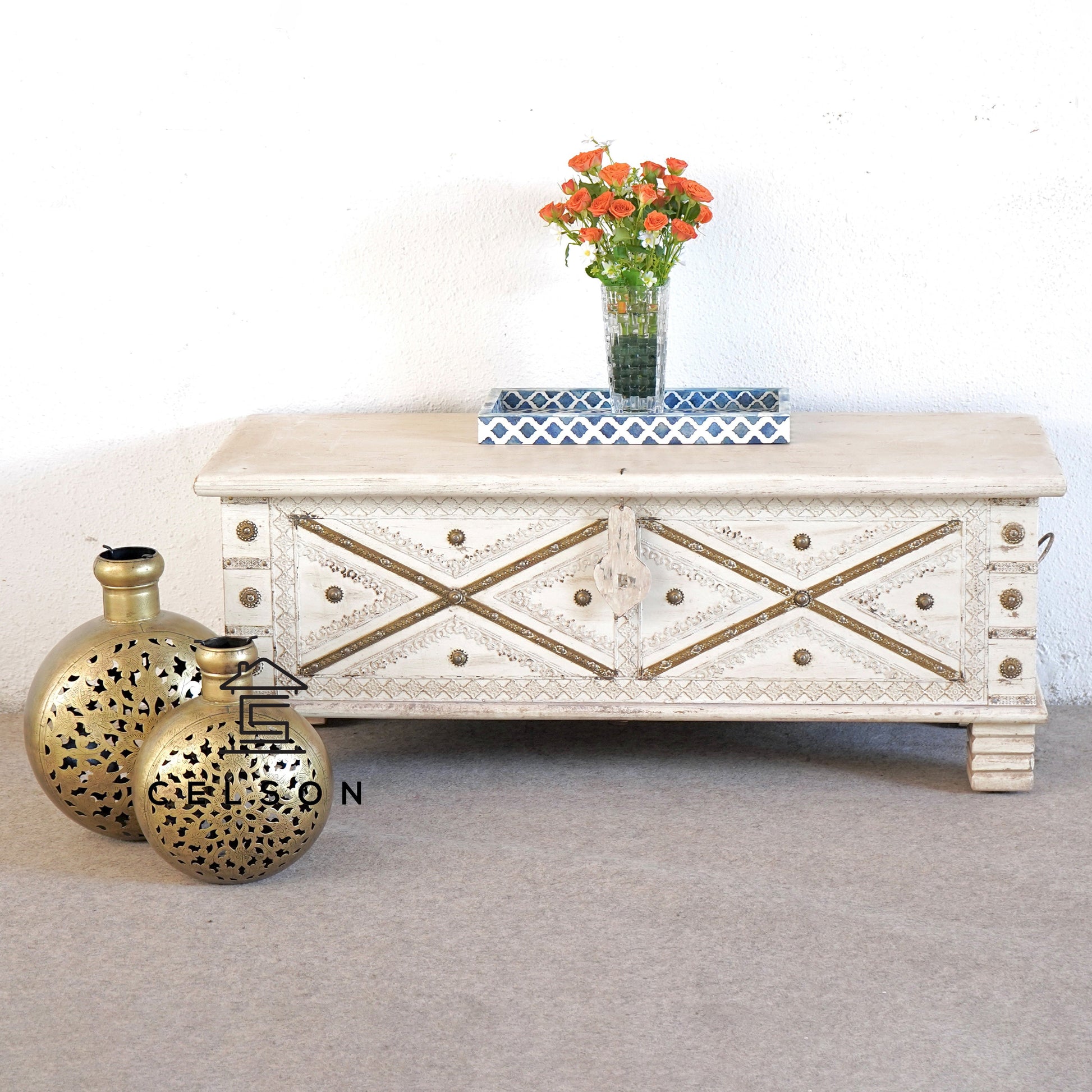 Daniel Carved Storage Trunk