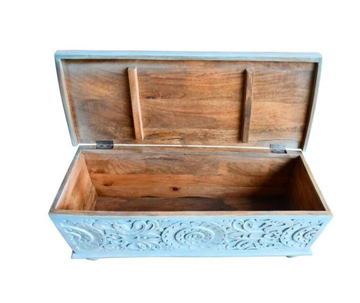 Pike Carved Wooden Storage Trunk